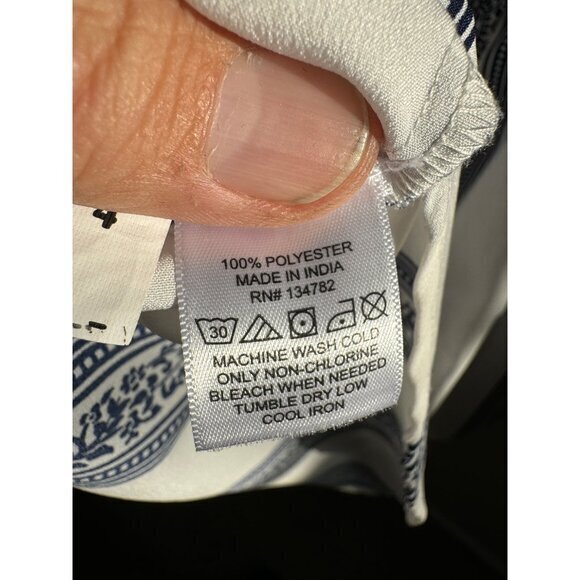 Hint of Blush Women's‎ White with Blue Dress size medium off shoulder round neck - Picture 5 of 6